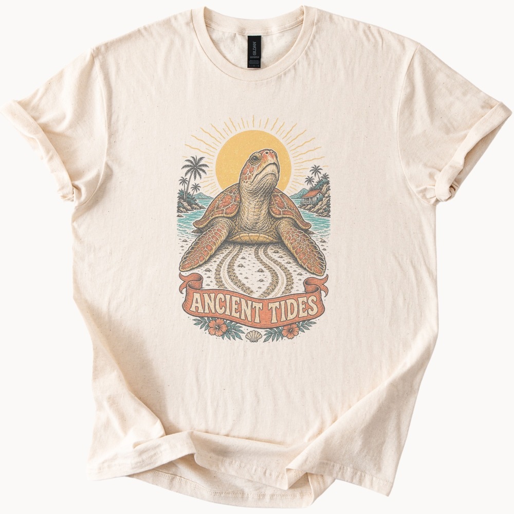 Ancient Tides Turtle Shell Pattern Boho Tee - Picture 3 of 5